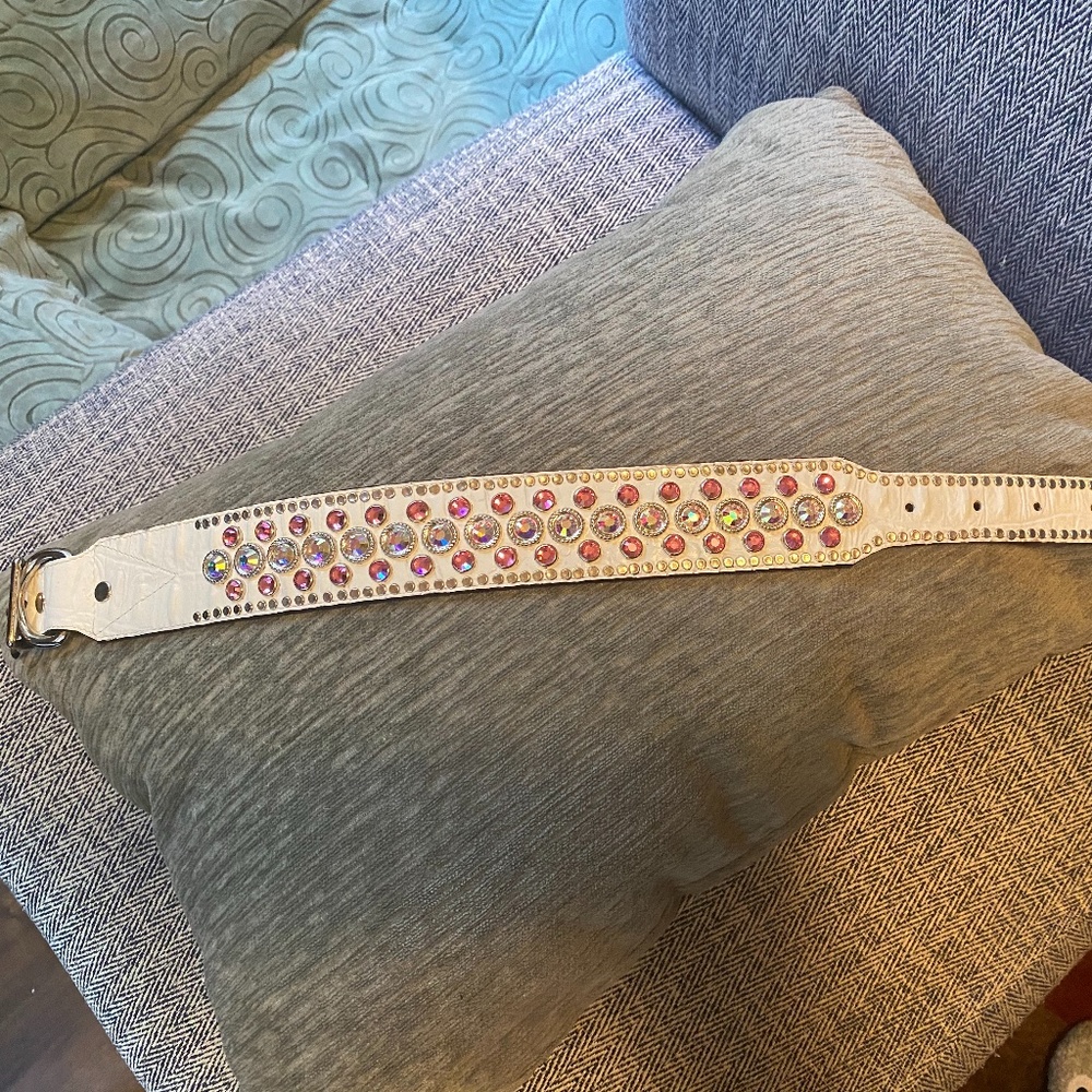 Woof Wear 16" Leather Dog Collar Swaroski Crystals - Picture 3 of 11